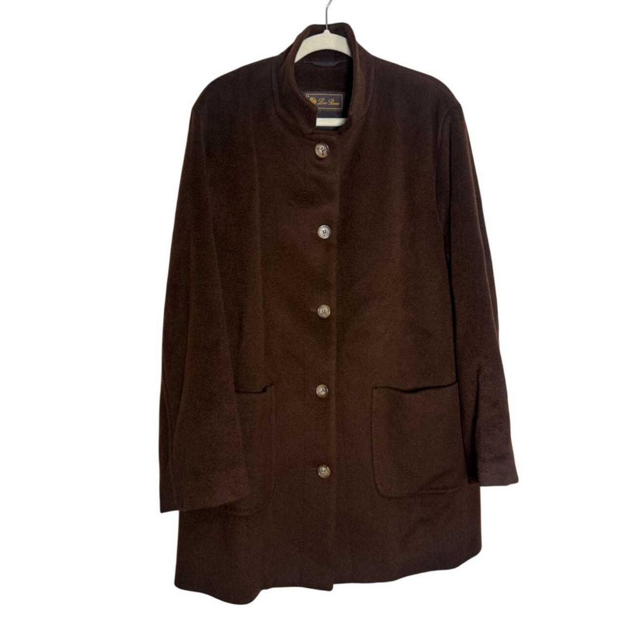 Loro Piana Women’s It 50 Brown Mohair Virgin Wool Stand Collar Coat Vintage — image 2 of 8